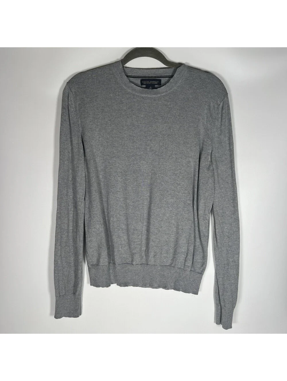 Banana Republic Crew-Neck Silk Cotton Cashmere Pullover Grey -Men's S